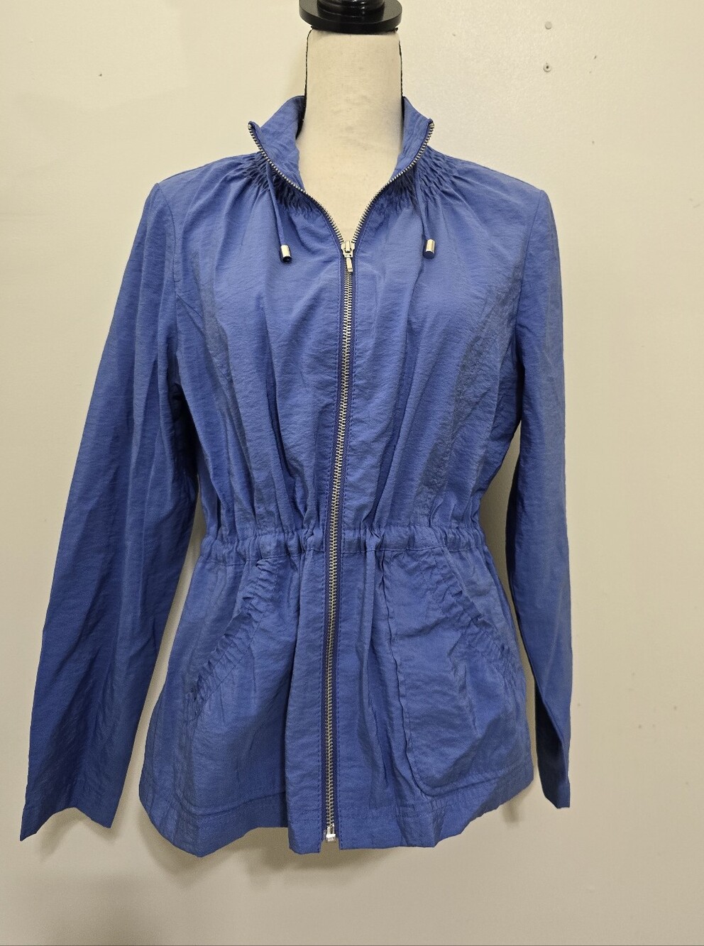 CHICO'S zenergy size Medium Full Zip Adjustable Waist Athleisure Jacket Blue - Picture 2 of 16